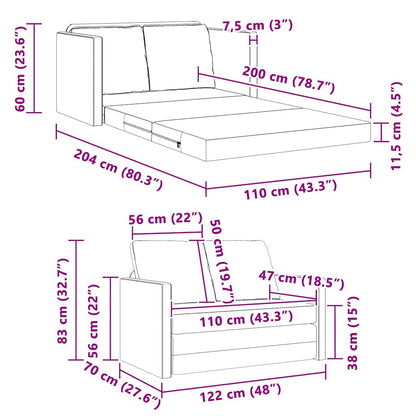 vidaXL Schlafsofa Hellgrün 204 x 122 x 60 cm Samt