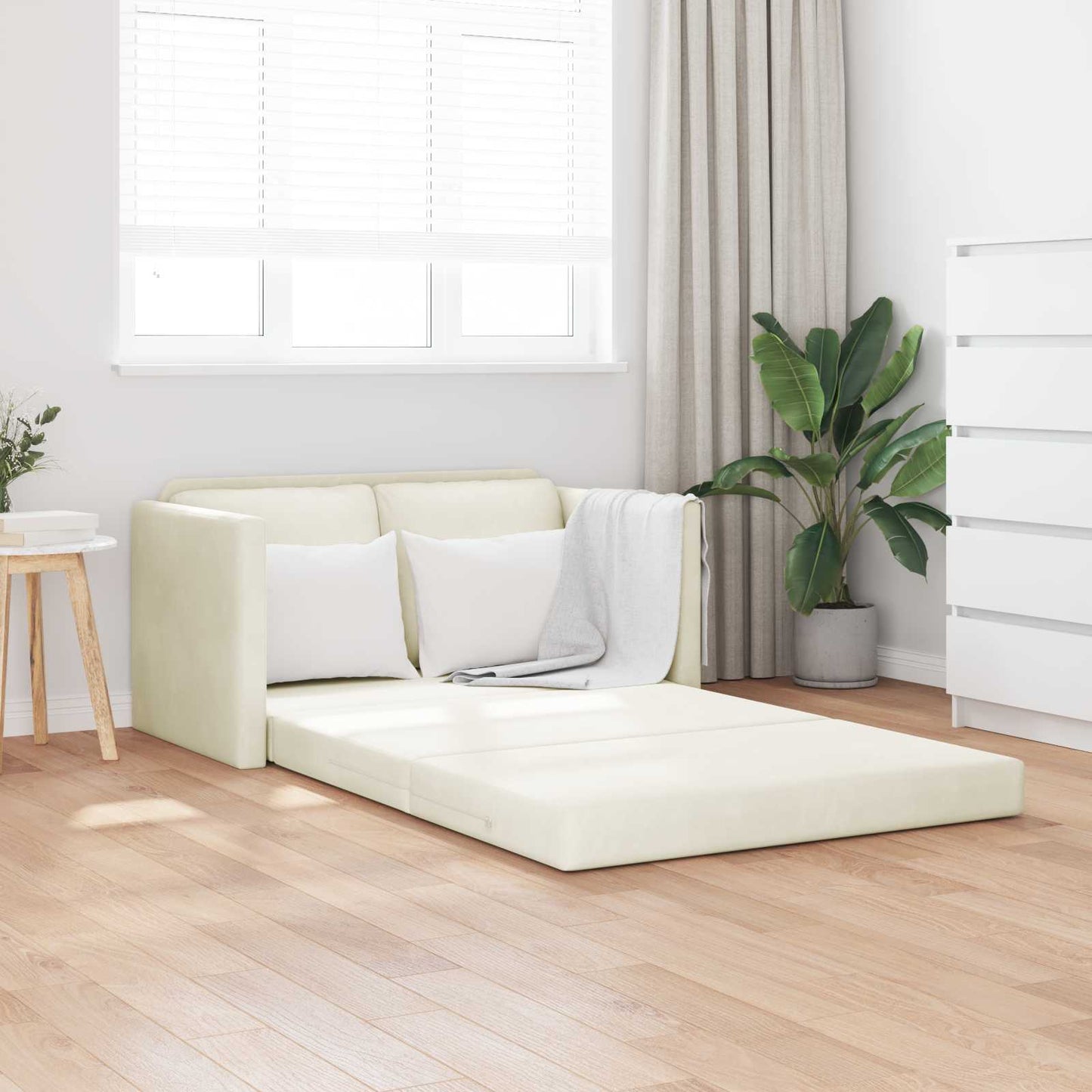 vidaXL Canapé-lit 122 cm crème velours