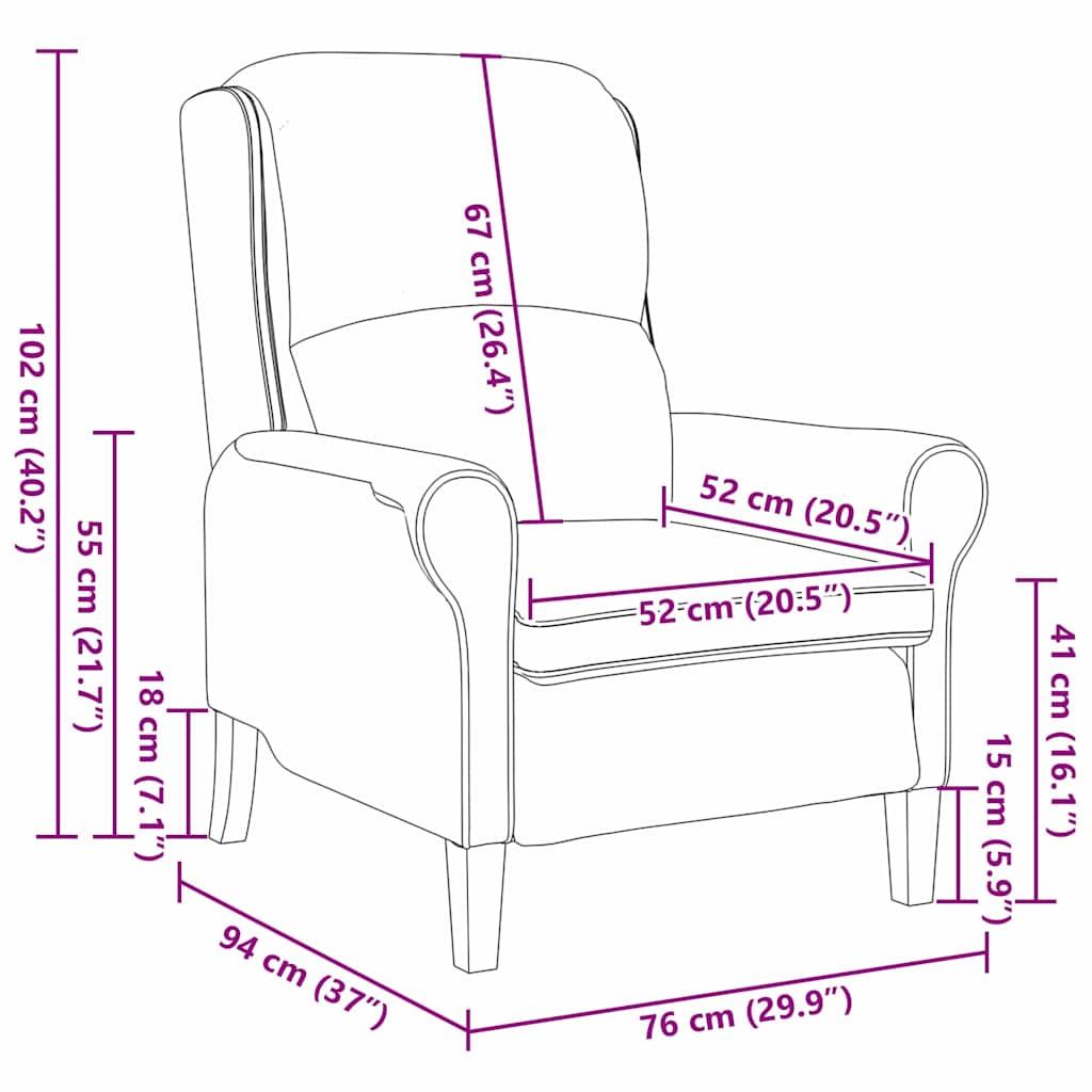 vidaXL Sessel Dunkelgrau 76 x 94 x 102 cm Kunstleder