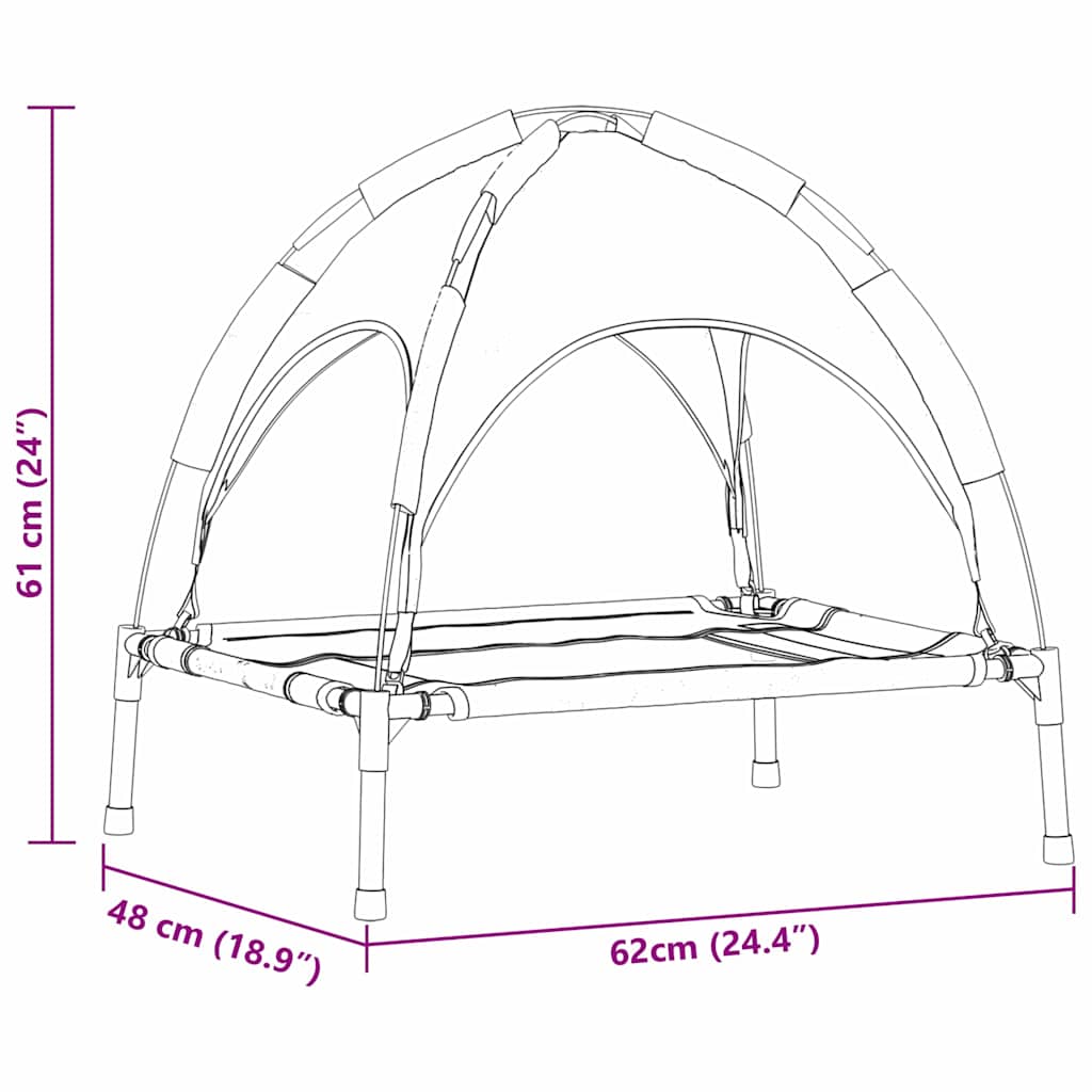 Hundebett Silber Grau 62 x 48 x 61 cm Stahl