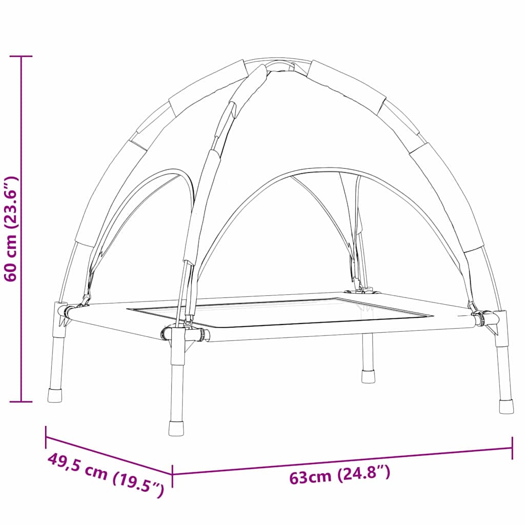 Hundebett Silber Grau 63 x 49,5 x 60 cm Stahl