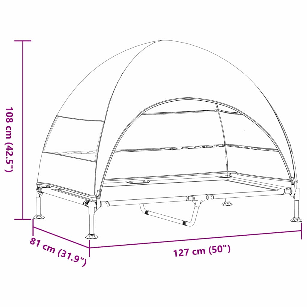 Hochgelegtes Hundebett Hellgrau 127 x 81 x 108 cm