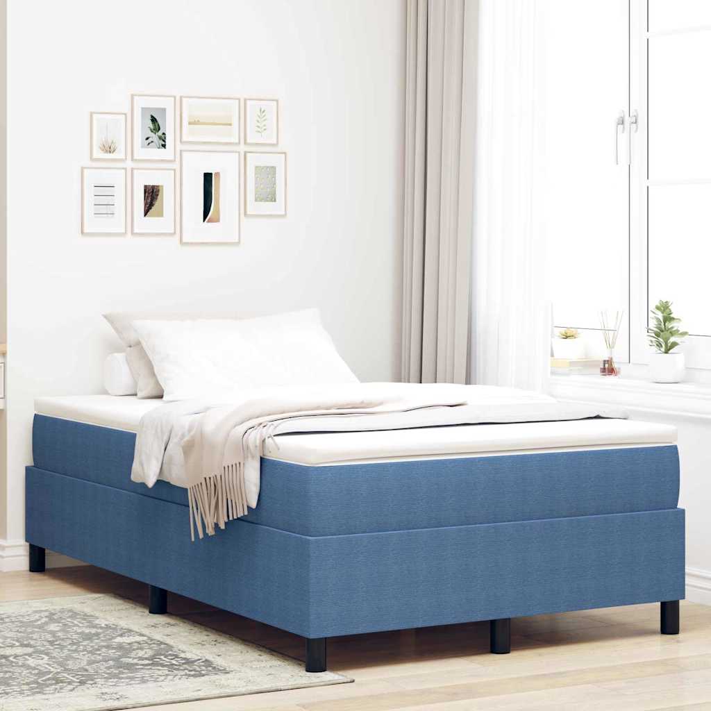 Boxspringbett Blau und Weiß 120 x 190 cm Cordstoff