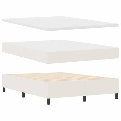 Boxspringbett Creme und Weiß 160 x 200 cm Cordstoff