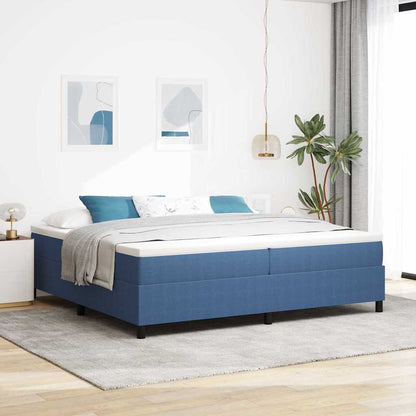 Boxspringbett Blau und Weiß 200 x 200 cm Cordstoff