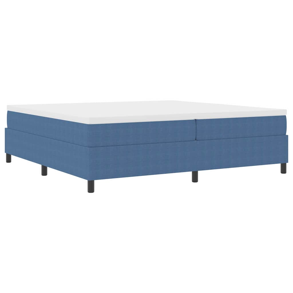 Boxspringbett Blau und Weiß 200 x 200 cm Cordstoff