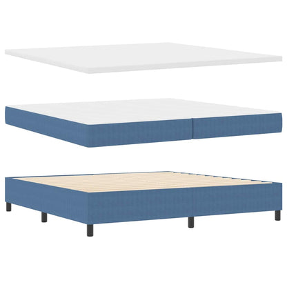 Boxspringbett Blau und Weiß 200 x 200 cm Cordstoff