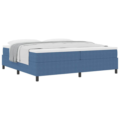 Boxspringbett Blau und Weiß 200 x 200 cm Cordstoff