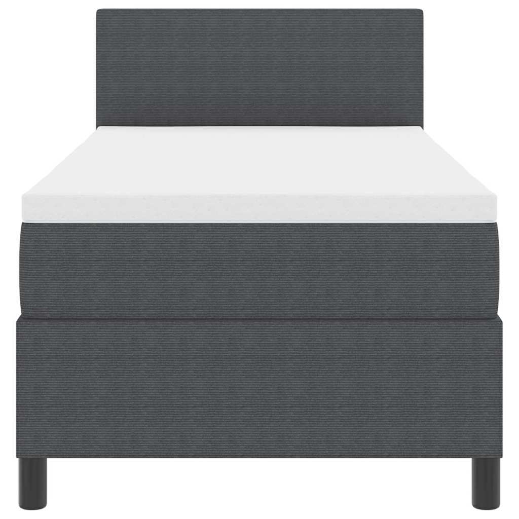 Boxspringbett Dunkelgrau und Weiß 90 x 200 cm Cordstoff