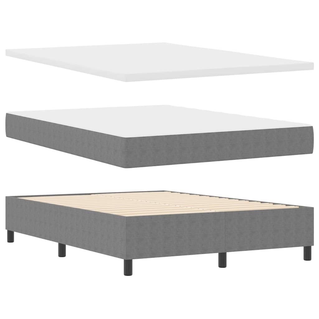 Boxspringbett Hellgrau und Weiß 140 x 190 cm Cordstoff
