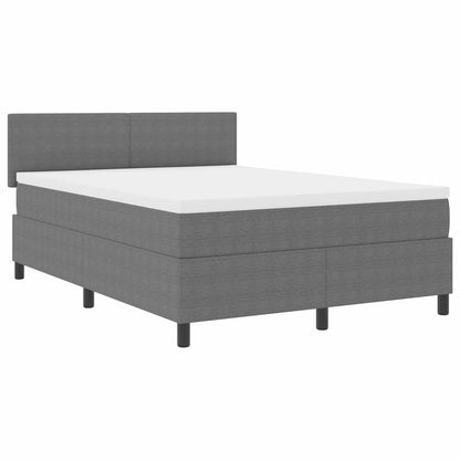 Boxspringbett Hellgrau und Weiß 140 x 200 cm Cordstoff