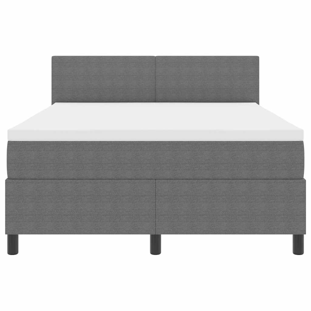 Boxspringbett Hellgrau und Weiß 140 x 200 cm Cordstoff