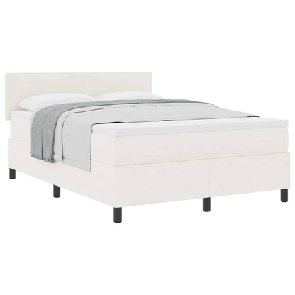 Boxspringbett Creme und Weiß 140 x 200 cm Cordstoff