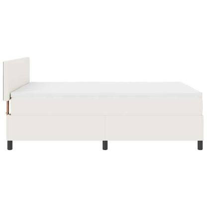 Boxspringbett Creme und Weiß 140 x 200 cm Cordstoff