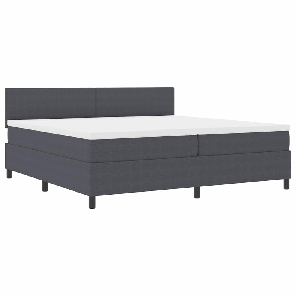 Boxspringbett Dunkelgrau und Weiß 200 x 200 cm Cordstoff