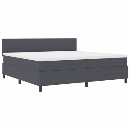 Boxspringbett Dunkelgrau und Weiß 200 x 200 cm Cordstoff