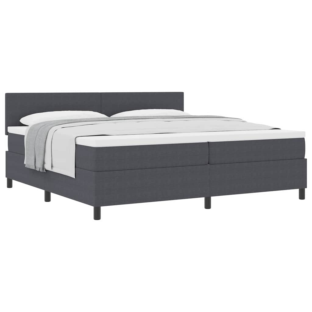Boxspringbett Dunkelgrau und Weiß 200 x 200 cm Cordstoff