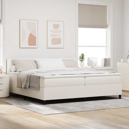 Boxspringbett Creme und Weiß 200 x 200 cm Cordstoff