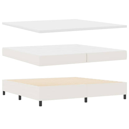 Boxspringbett Creme und Weiß 200 x 200 cm Cordstoff