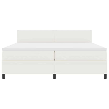 Boxspringbett Creme und Weiß 200 x 200 cm Cordstoff