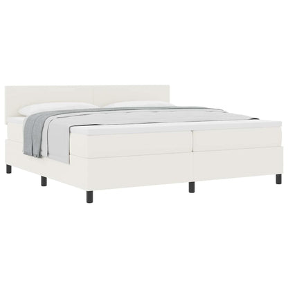Boxspringbett Creme und Weiß 200 x 200 cm Cordstoff