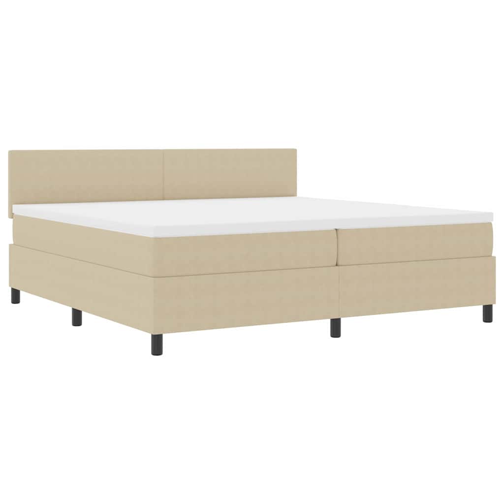 Boxspringbett Hellgrau und Weiß 200 x 200 cm Cordstoff