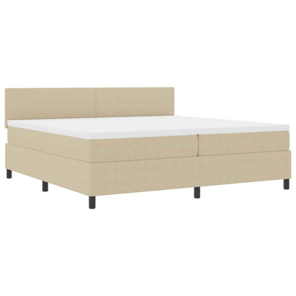 Boxspringbett Hellgrau und Weiß 200 x 200 cm Cordstoff