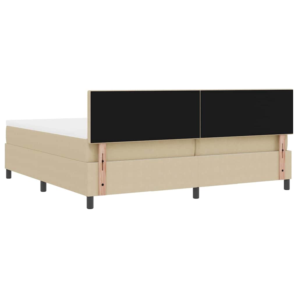 Boxspringbett Hellgrau und Weiß 200 x 200 cm Cordstoff