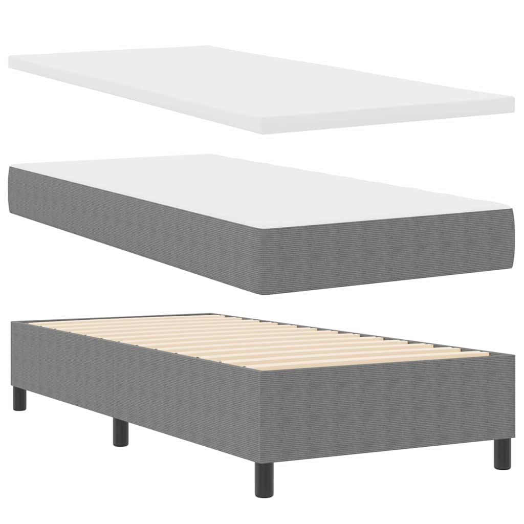Boxspringbett Hellgrau und Weiß 80 x 200 cm Cordstoff