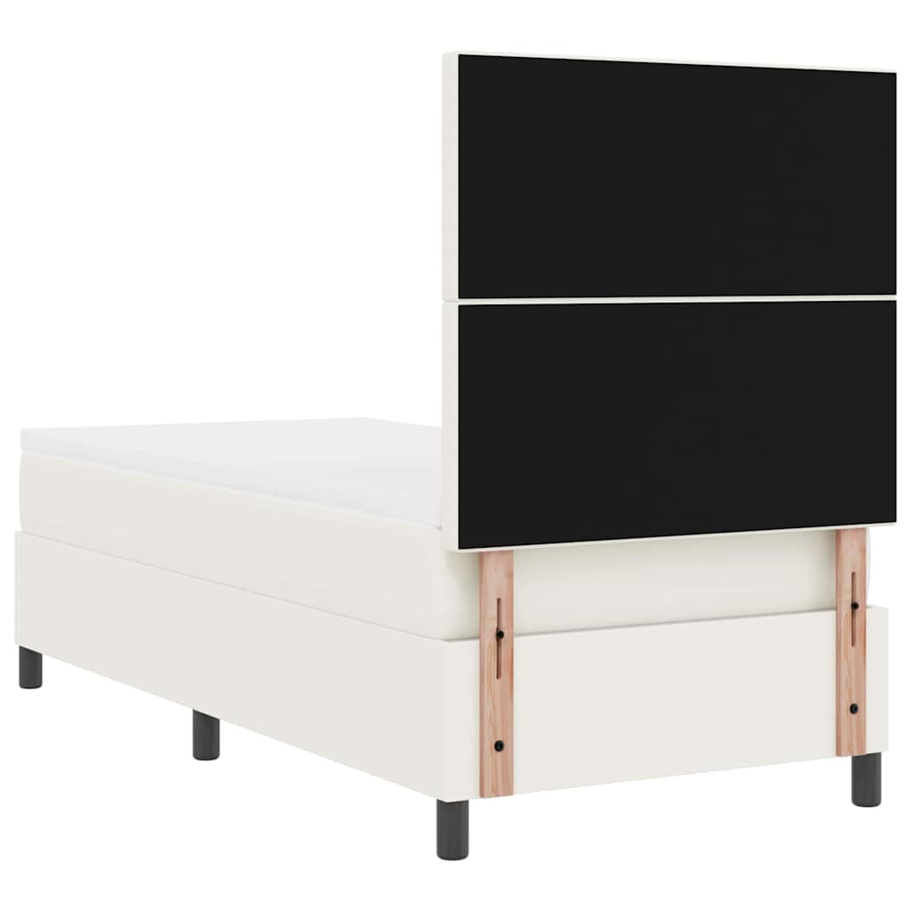 Boxspringbett mit Kopfteil Creme und Weiß 80 x 200 cm Cordstoff