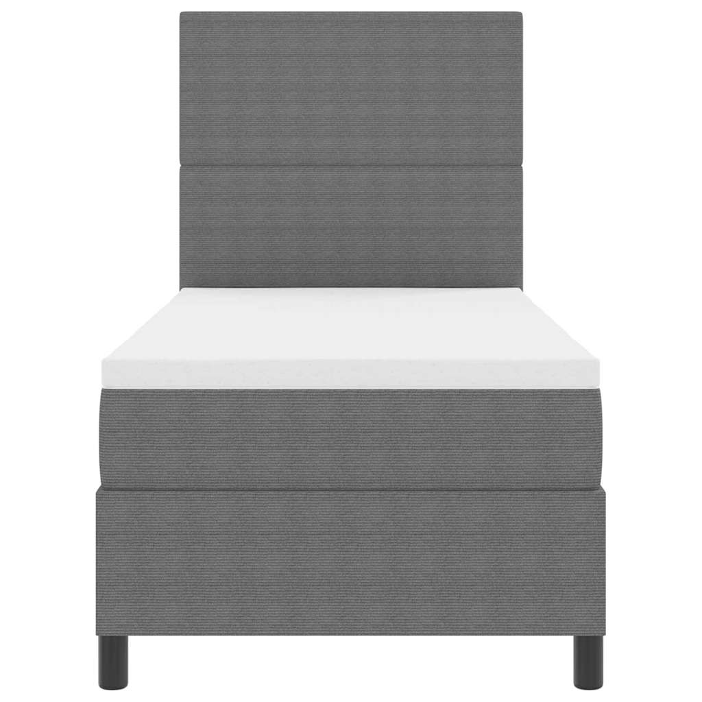 Boxspringbett Hellgrau und Weiß 90 x 190 cm Cordstoff