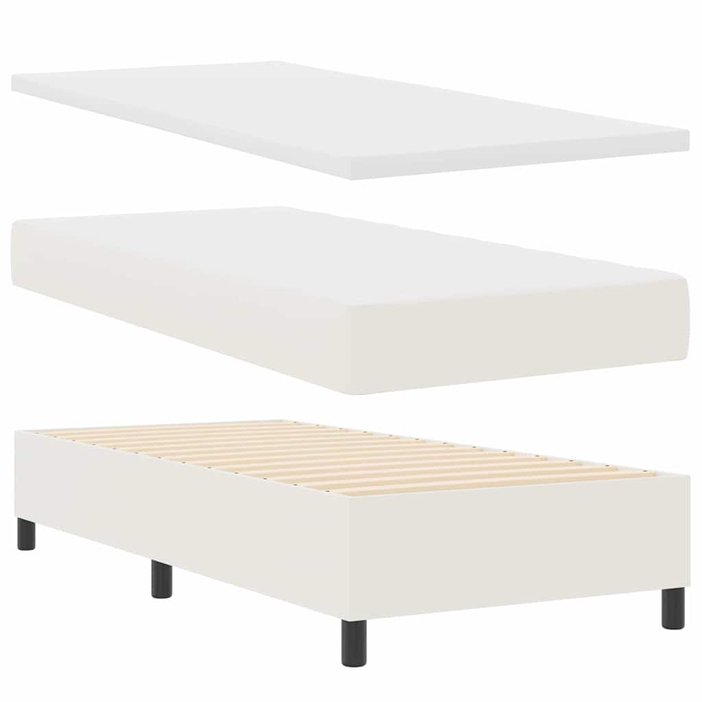 Boxspringbett mit Kopfteil Creme und Weiß 90 x 200 cm Cordstoff