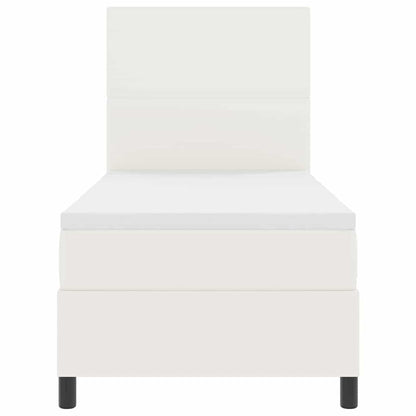 Boxspringbett mit Kopfteil Creme und Weiß 90 x 200 cm Cordstoff