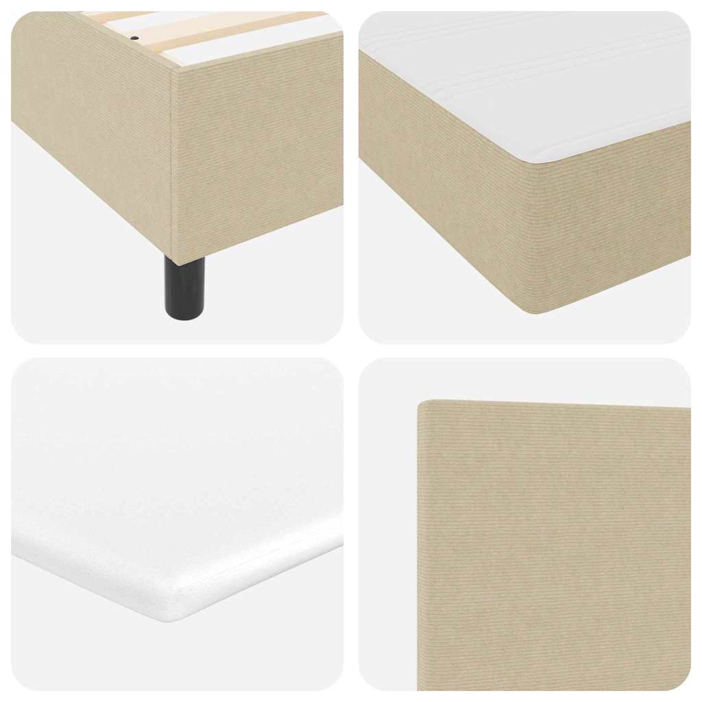 vidaXL Boxspringbett Hellgrau und Weiß 90 x 200 cm Cordstoff