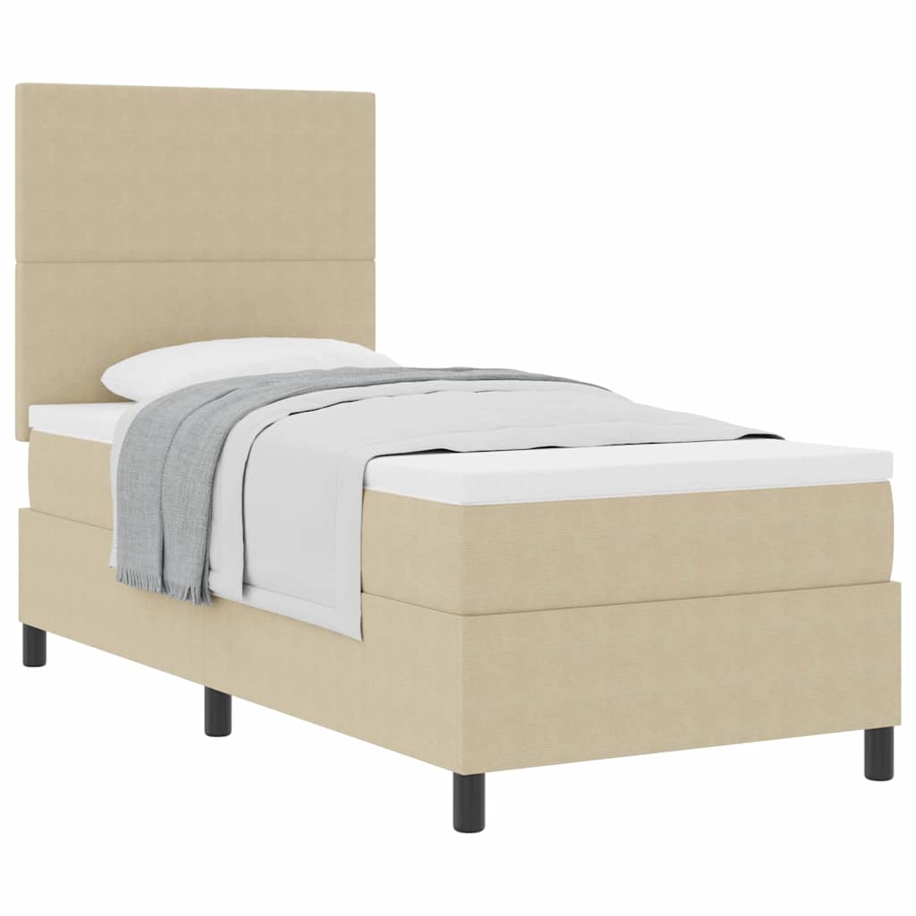 vidaXL Boxspringbett Hellgrau und Weiß 90 x 200 cm Cordstoff