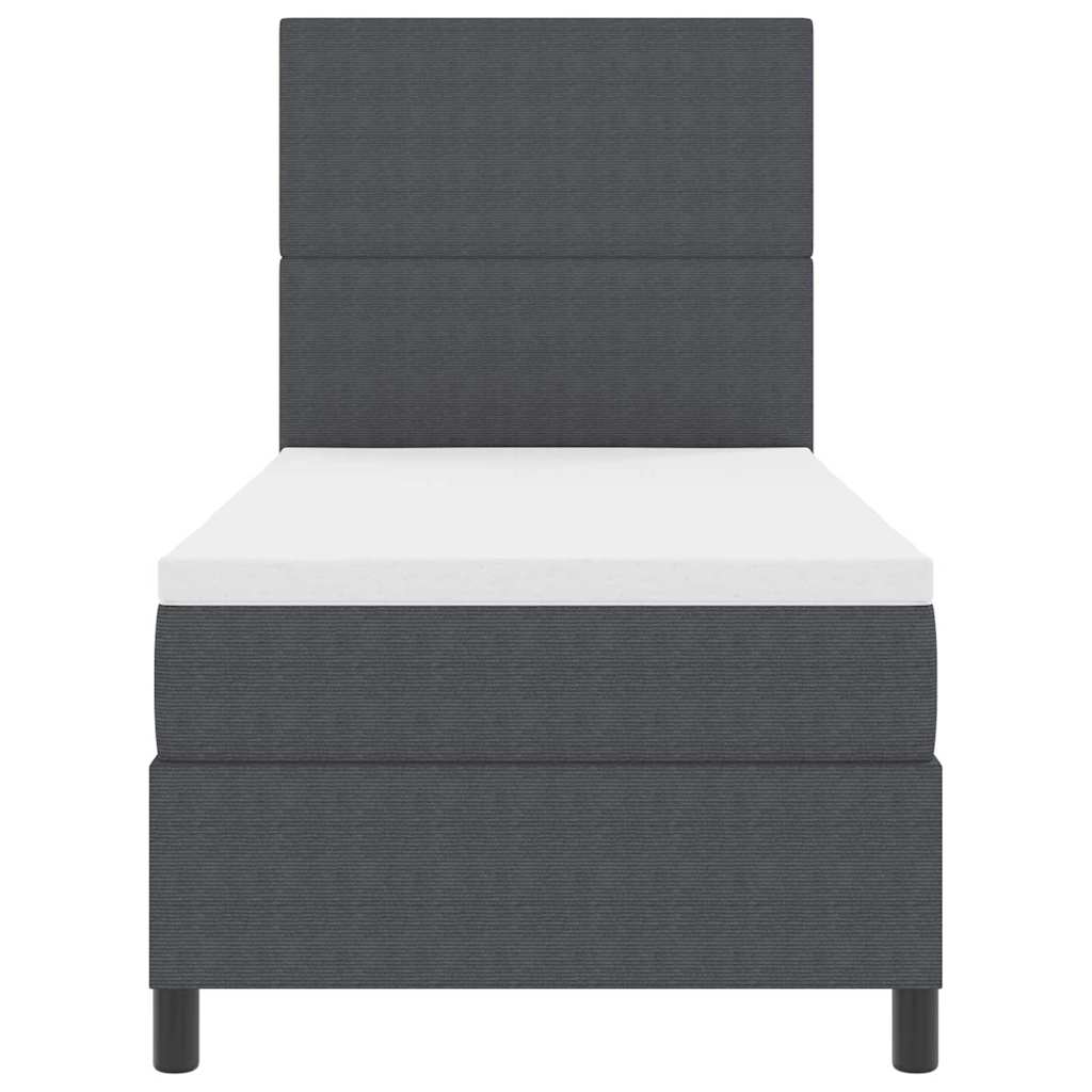 Boxspringbett Dunkelgrau und Weiß 100 x 200 cm Cordstoff