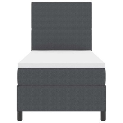 Boxspringbett Dunkelgrau und Weiß 100 x 200 cm Cordstoff