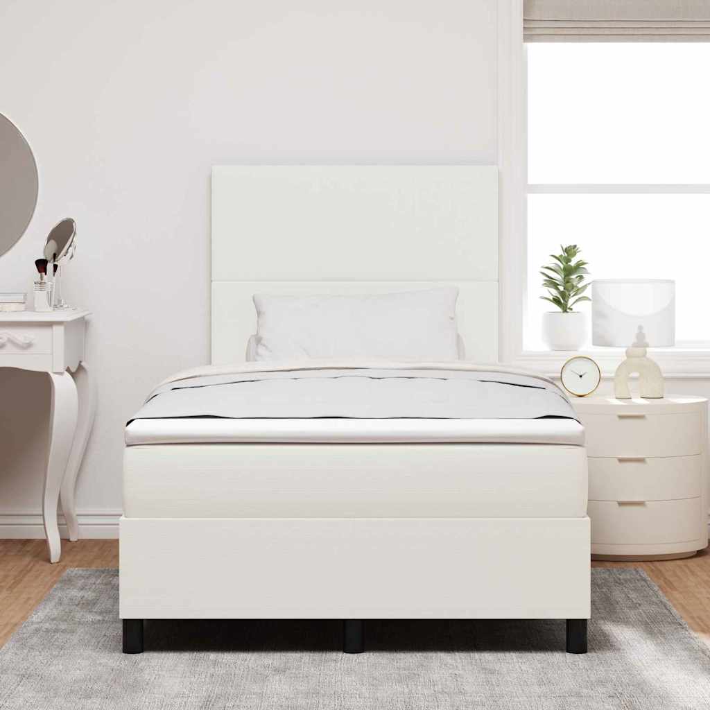 Boxspringbett Creme und Weiß 120 x 190 cm Cordstoff