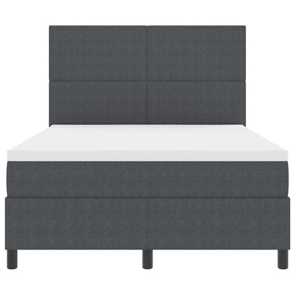 Boxspringbett Dunkelgrau und Weiß 140 x 190 cm Cordstoff