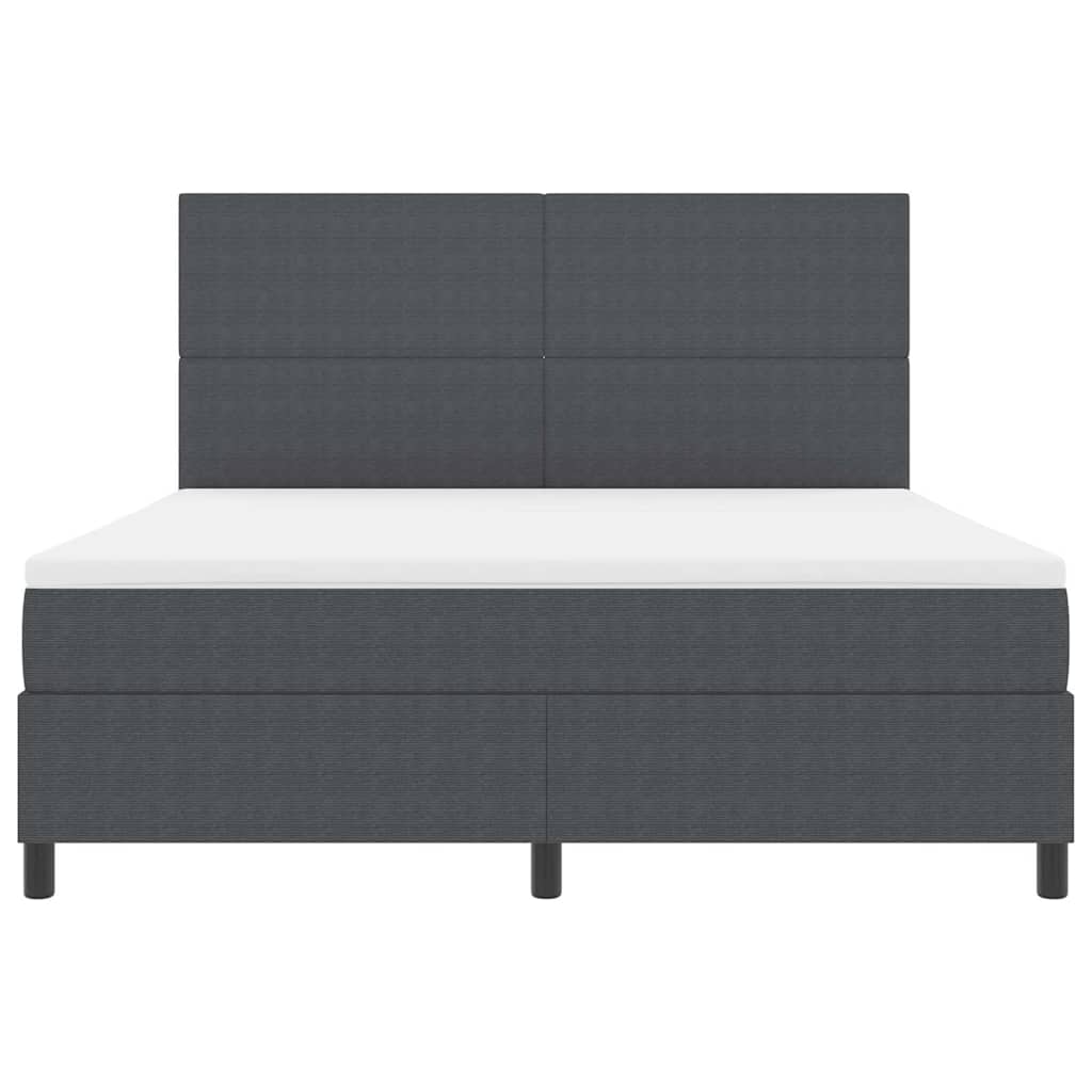 Boxspringbett Dunkelgrau und Weiß 180 x 200 cm Cordstoff
