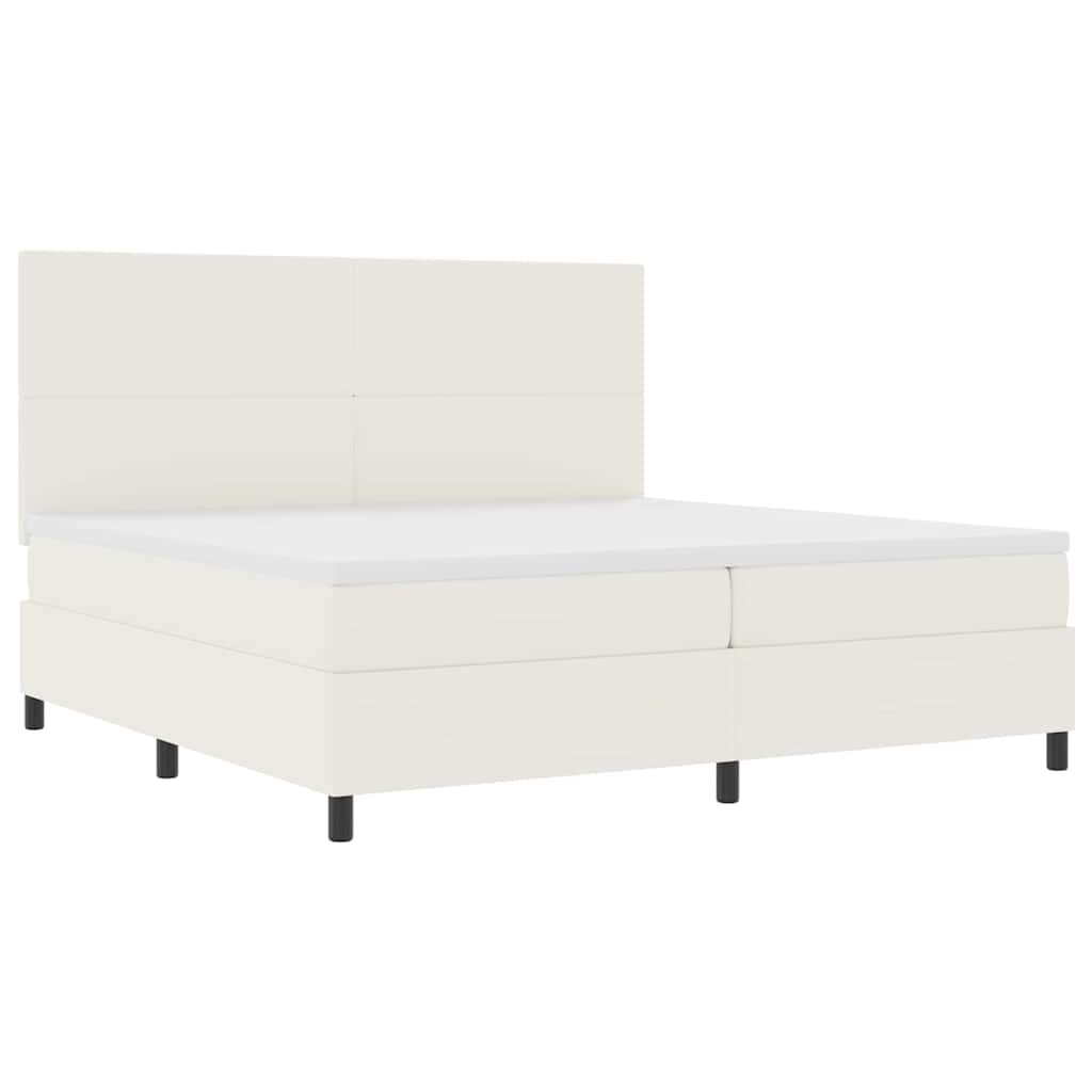 Boxspringbett Creme und Weiß 200 x 200 cm Cordstoff