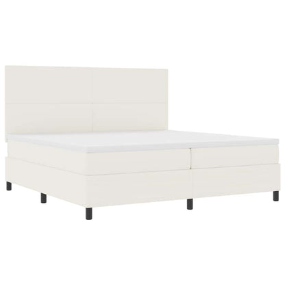 Boxspringbett Creme und Weiß 200 x 200 cm Cordstoff