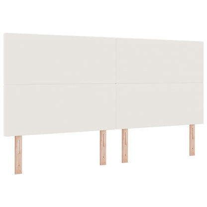 Boxspringbett Creme und Weiß 200 x 200 cm Cordstoff