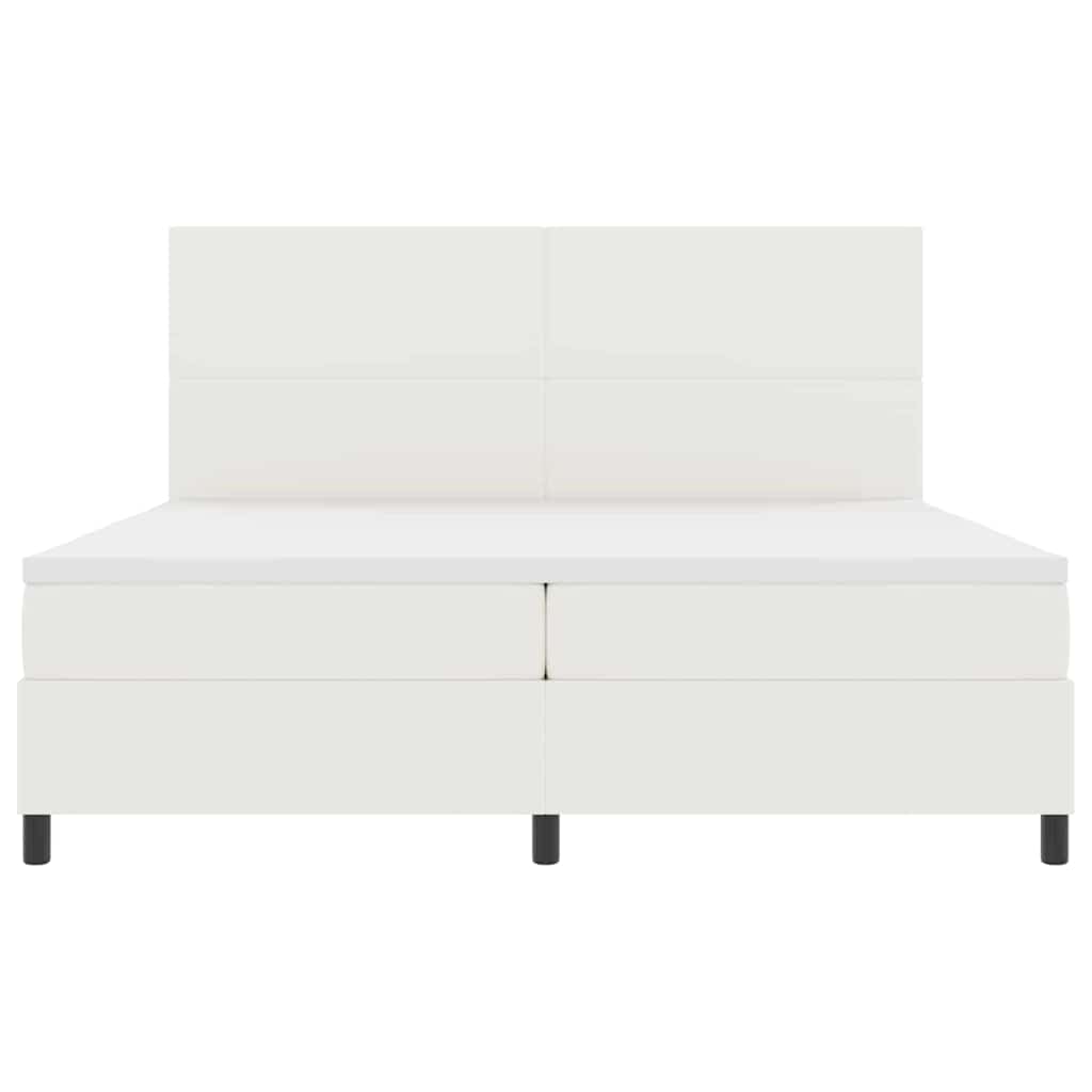 Boxspringbett Creme und Weiß 200 x 200 cm Cordstoff