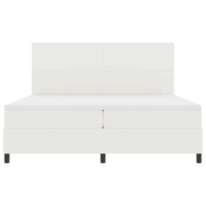 Boxspringbett Creme und Weiß 200 x 200 cm Cordstoff