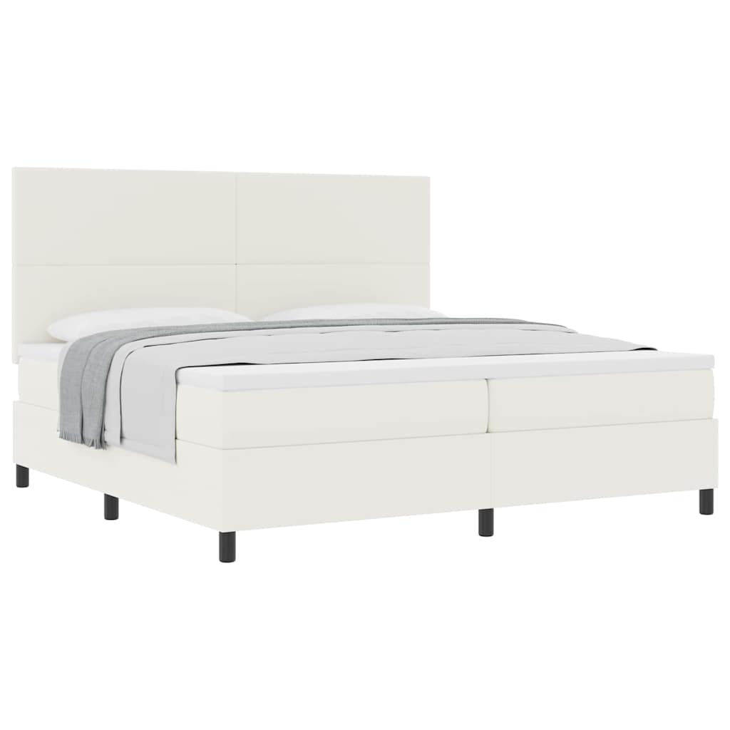 Boxspringbett Creme und Weiß 200 x 200 cm Cordstoff