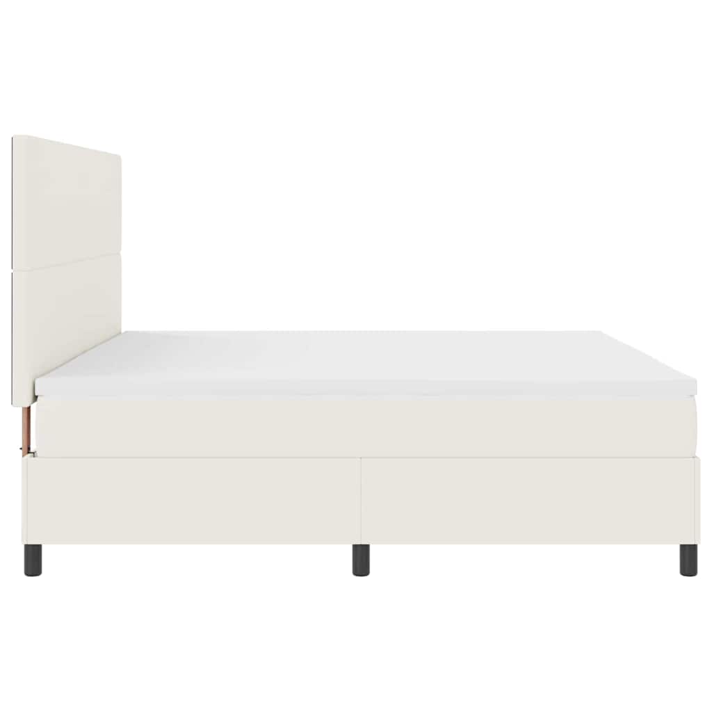 Boxspringbett Creme und Weiß 200 x 200 cm Cordstoff