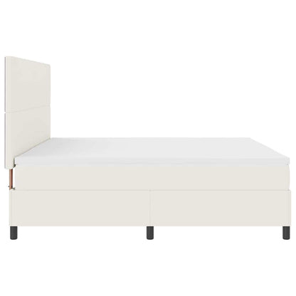 Boxspringbett Creme und Weiß 200 x 200 cm Cordstoff