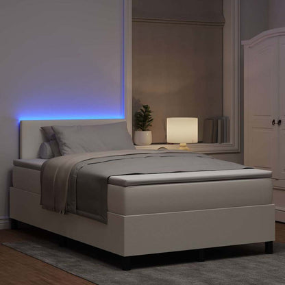 LED Boxspringbett Creme und Weiß 120 x 190 cm Cordstoff
