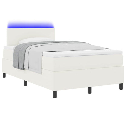 LED Boxspringbett Creme und Weiß 120 x 190 cm Cordstoff